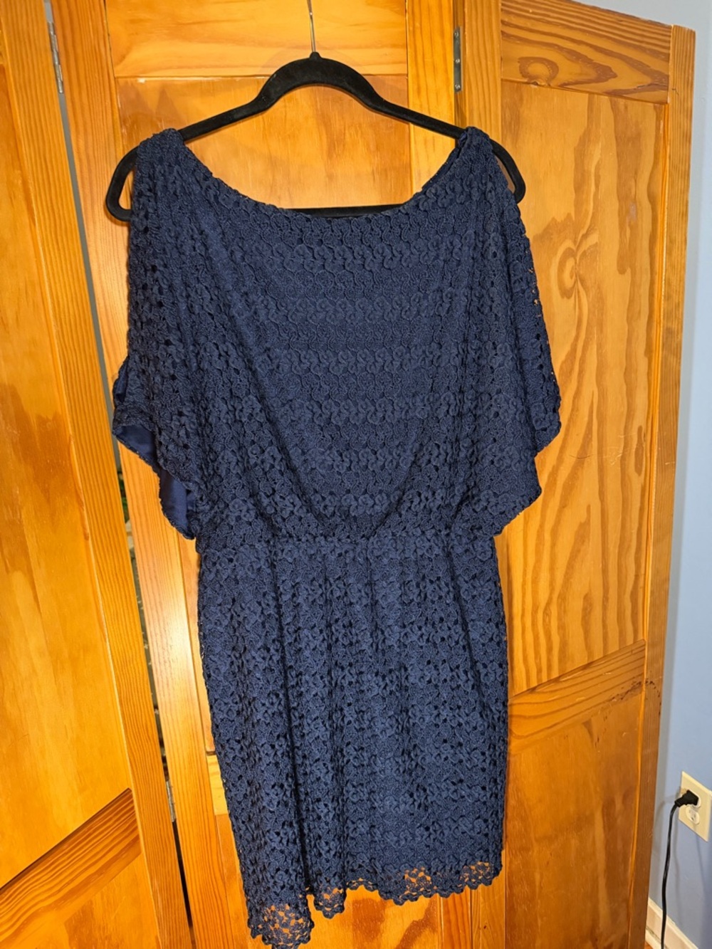 Navy Crochet Mini Dress | Size 12 | Boho | Romantic